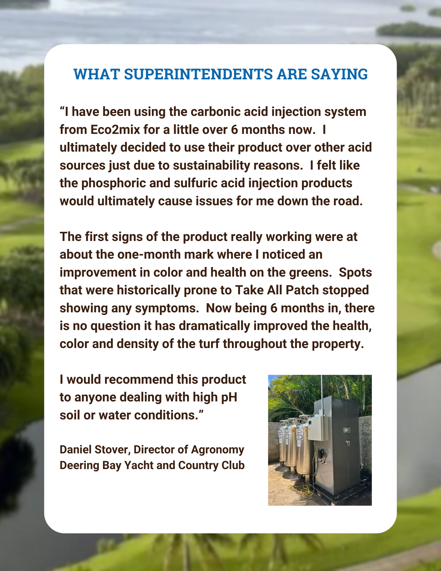 Deering Bay testimonial — ECO2MIX golf course results